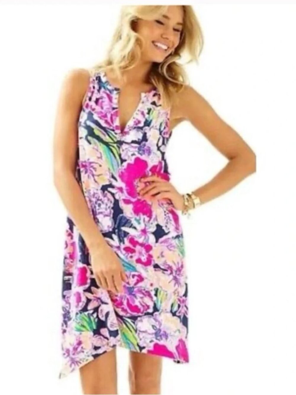 Lilly Pulitzer Havana Sleeveless Tipping Point Vibrant floral Tank shift Dress S